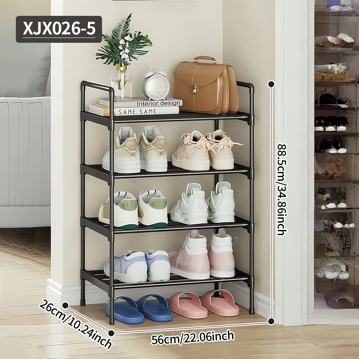 Home Improvement Mall - Black Multi-Functional Shoe Rack for Entryway,