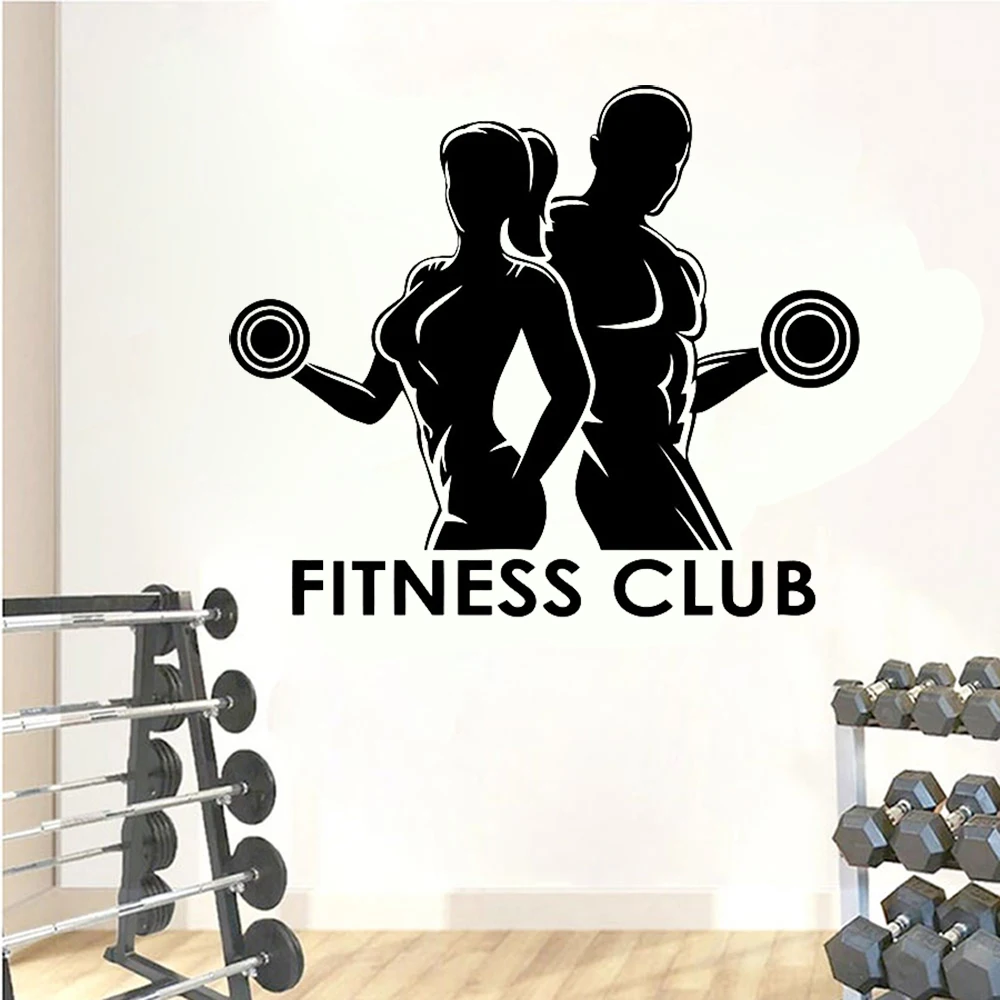 Vinyl Floor Plank - Man Woman Gym Wall Stickers Fitness