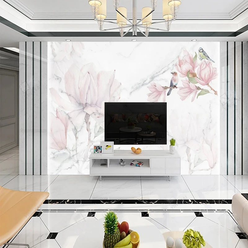 Custom 3D Mural Pink Flowers B - Home Improvement Background review and price