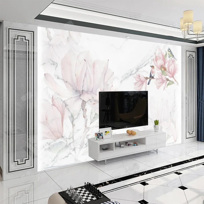 Custom 3D Mural Pink Flowers B - Home Improvement Background review and price